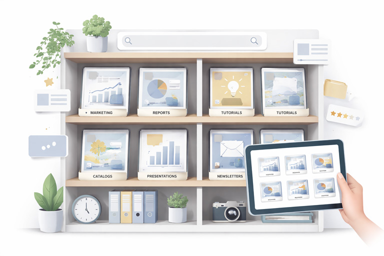 PDF Flip custom bookshelves to organize and embed flipbooks